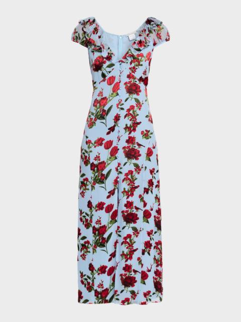 Alice + Olivia Tara Short-Sleeve Ruffle Maxi Dress