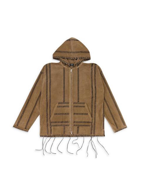 AMIRI PERFORATED WHIP HOODIE "Mink/Charcoal"