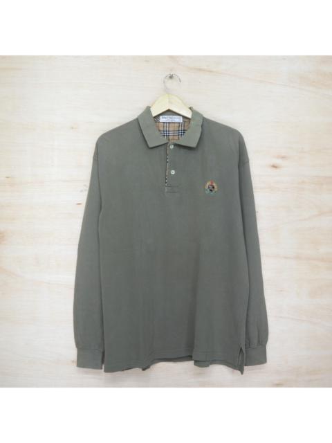 Burberry Vintage 90s BURBERRY Mini Logo Embroidered Polo Shirt Long Sleeve Made In England