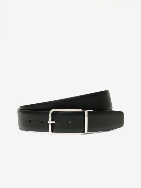 CORNELIANI Black/taupe leather belt