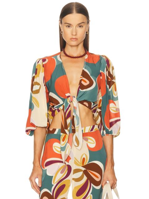 ADRIANA DEGREAS Organic Floral Puff Sleeved Blouse