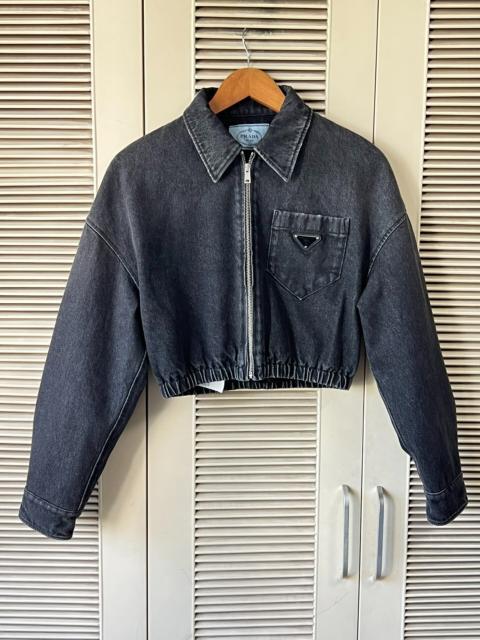 Prada Prada Gray Denim Triangle Logo Jacket