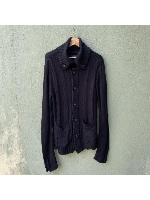 Other Designers Cardigan - Vintage Spiral News Button Ups Black Cardigan Knitwear
