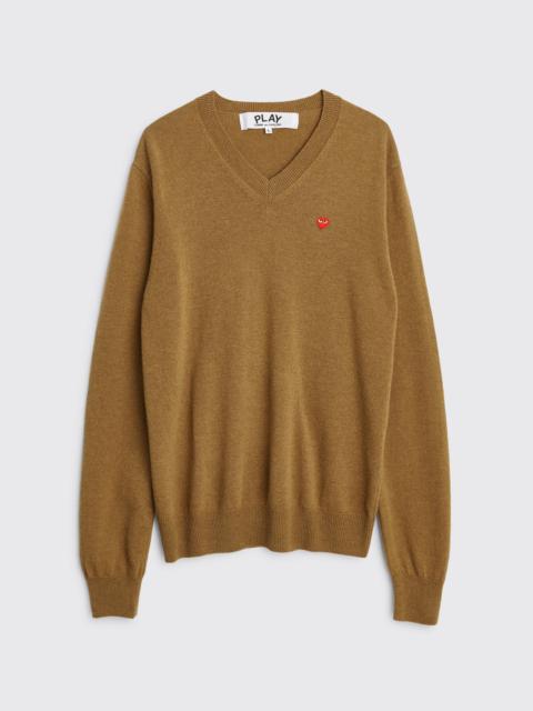 Comme Des Garçons COMME DES GARÇONS PLAY MINI HEART V-NECK KNIT SWEATER BROWN