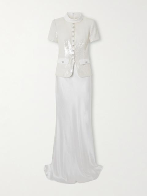self-portrait White 3D Cotton Lace Collar Midi Dress | REVERSIBLE