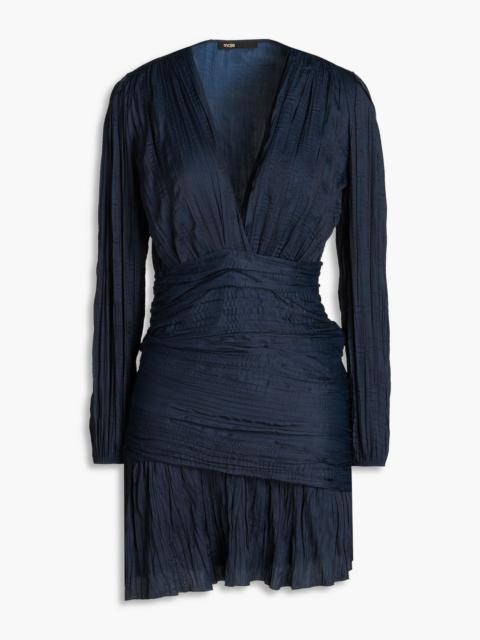 maje Plissé-satin mini dress