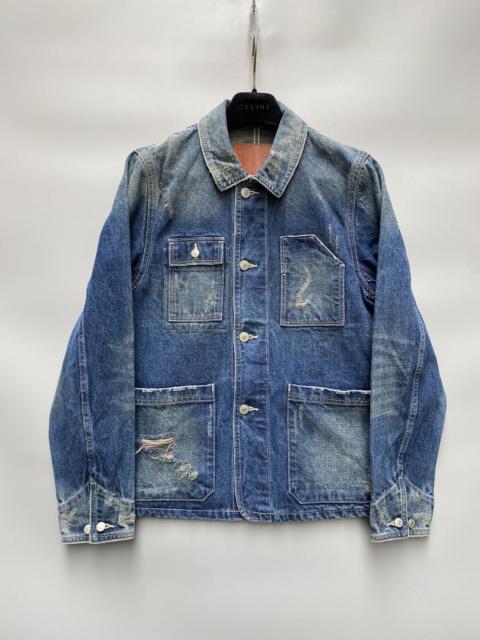 Other Designers RRL Ralph Lauren - RRL Overalls Selvedge Multi-Colored Distressed Denim Jacket