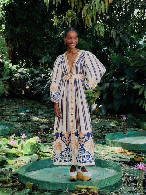 FARM RIO Off-White Pineapple Deco Maxi Dress