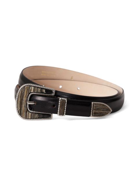DÉHANCHE Déhanche Travertine Leather Belt in Black/onyx/silver at Nordstrom