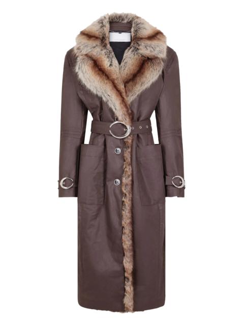 rabanne fur-trimmed belted coat