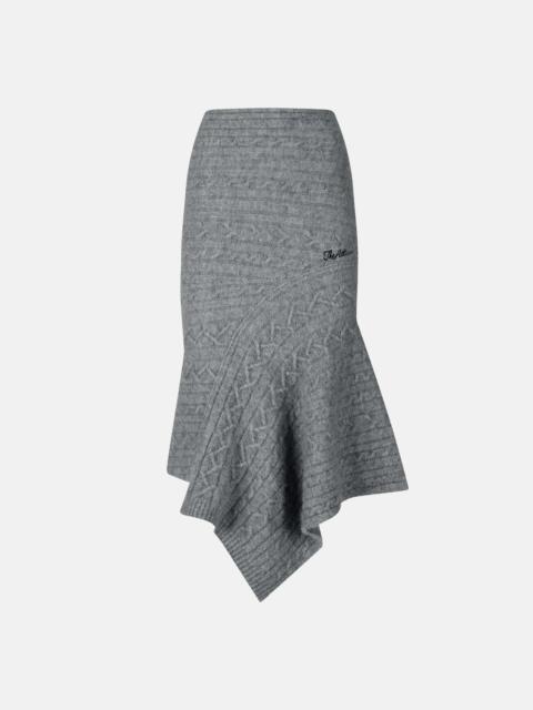 THE ATTICO MELANGE GREY MIDI SKIRT