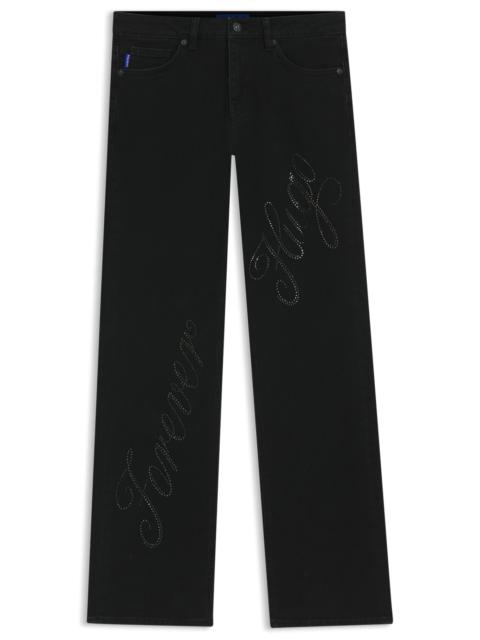 HUGO SLIM-FIT JEANS WITH RHINESTONE LOGOS
