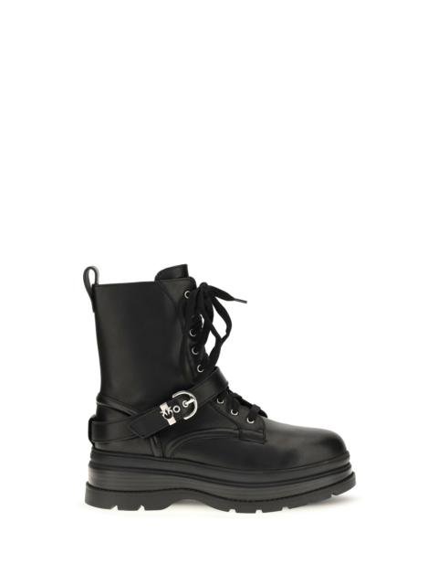 PINKO Pinko Eva Lace-up Leather Ankle Boots Black