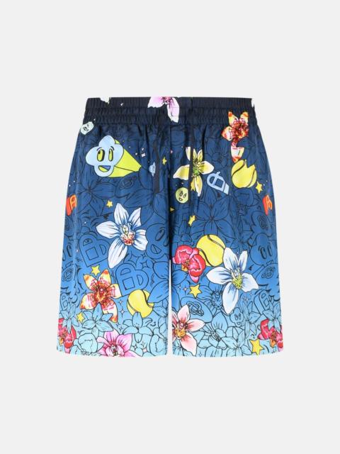 CASABLANCA COLLAGE D'ICONES' BLUE SILK SHORTS