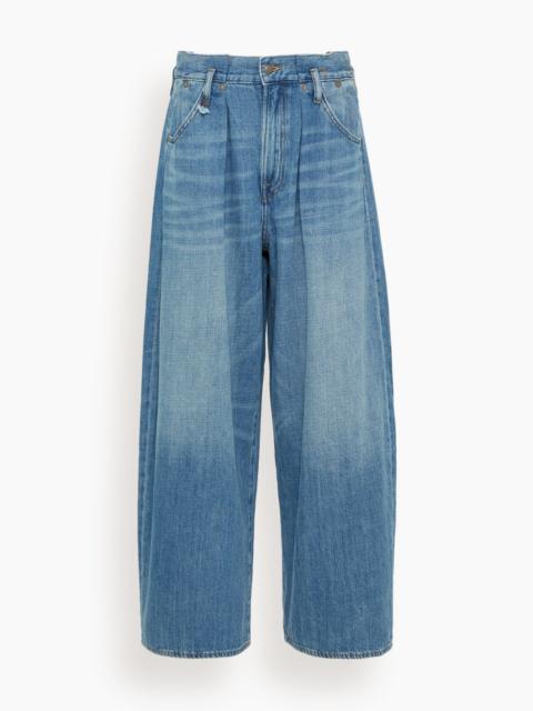 R13 Pleated Waistband Jean in Concrete Blue