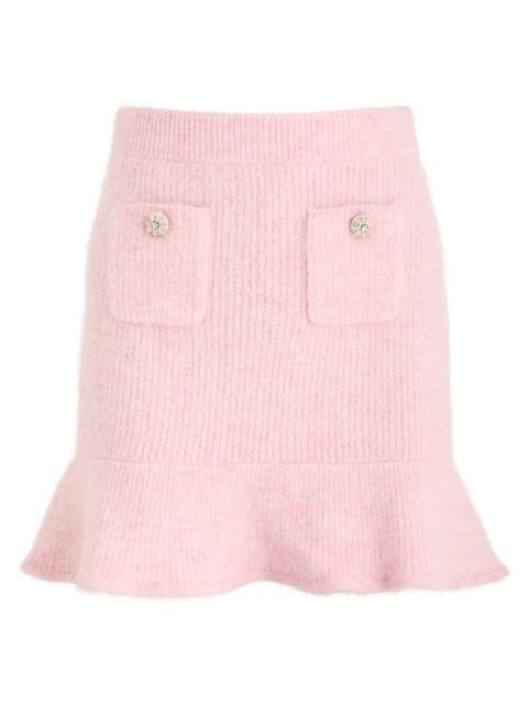 Self-portrait Peplum Ribbed Alpaca-blend Mini Skirt