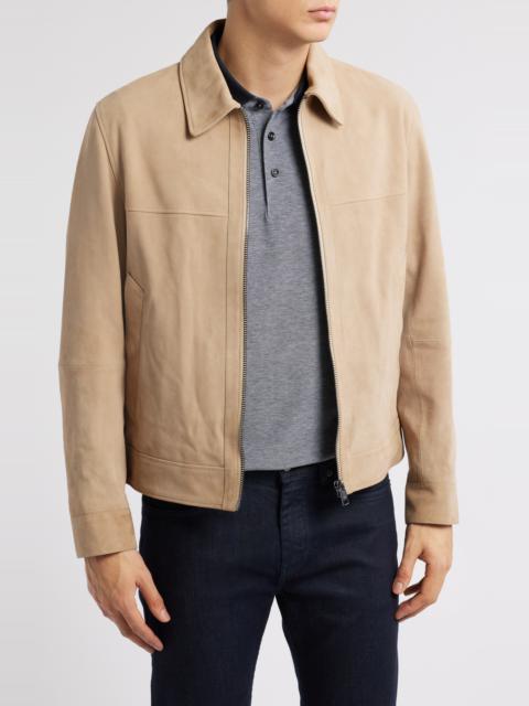 BOSS BOSS Malbano Goatskin Suede Jacket in Lt Bge at Nordstrom