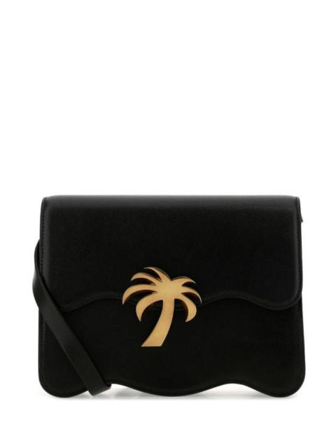 Palm Angels Woman Black Leather Palm Beach Crossbody Bag