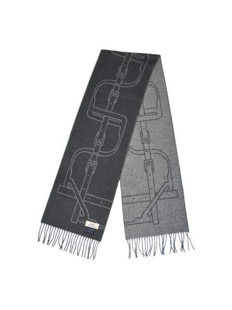 Hermès Hermes Petite Casaque Coaching Scarf Muffler Anthracite Gris Chine