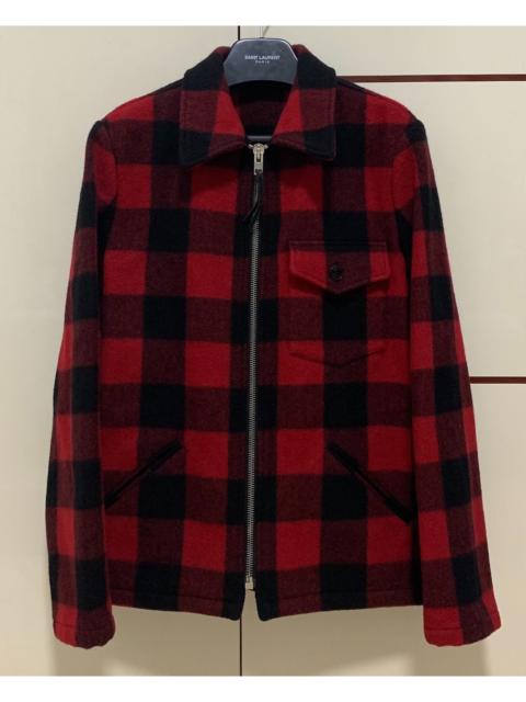 SAINT LAURENT Saint Laurent 13FW Pocket Red Black Plaid Wool Flannel Jacket