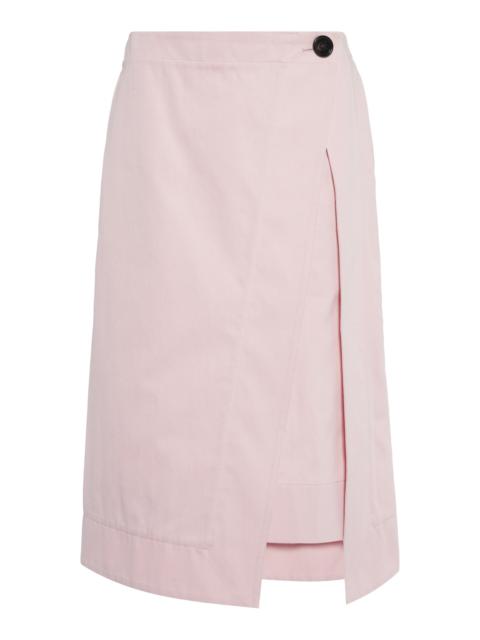 Bottega Veneta Cotton Canvas Midi Wrap Skirt pink