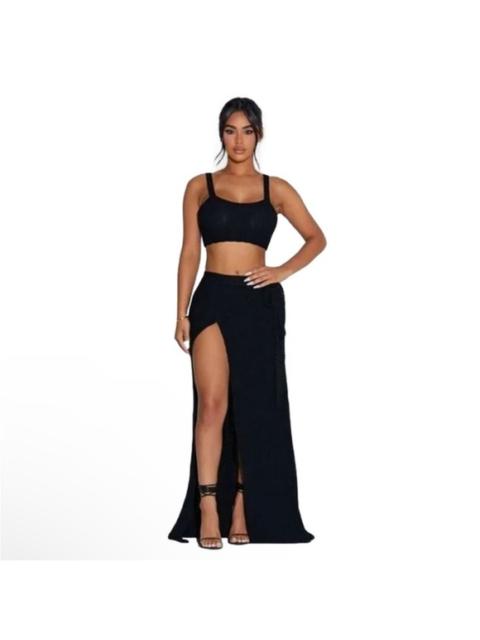 Other Designers New! NAKED WARDROBE Wrapped‎ in Crochet Collection Maxi Skirt Black Sz Small