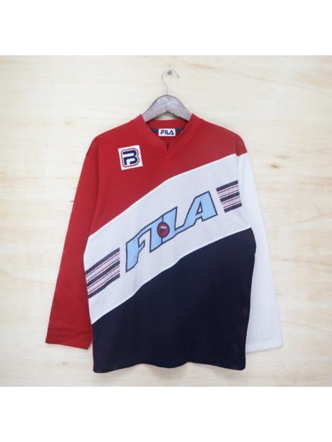 Other Designers Vintage 90s FILA Big Logo Multi Color Block Jersey Long Sleeve 