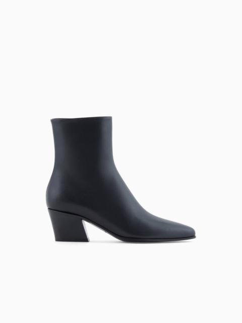 GIORGIO ARMANI SMOOTH LEATHER HEELED ANKLE BOOTS