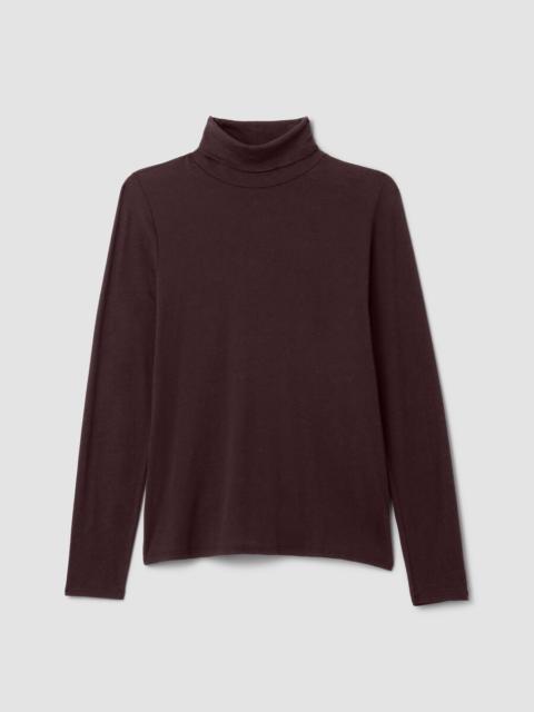 EILEEN FISHER Sheer Cotton Blend Knit Turtleneck Top