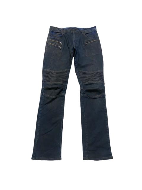 Other Designers SCHLUSSEL Coated Waxed Denim Biker Jeans
