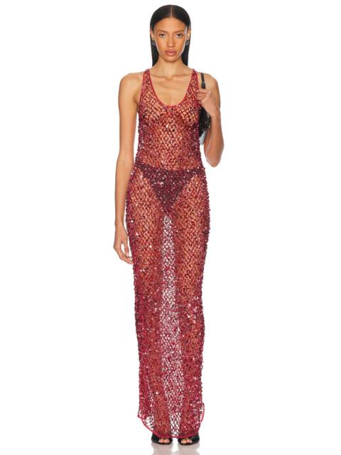 LAPOINTE Net Mesh Sequin Tank Gown