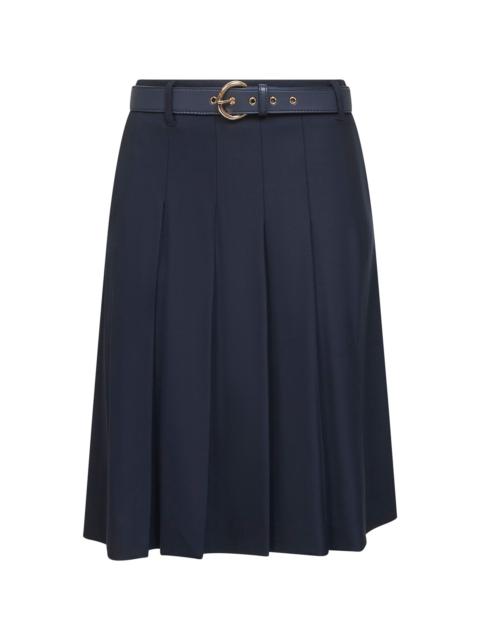 Other Designers Max Mara Studio Women Blue Stretch Wool Twill Gimmy Pleated Skirt