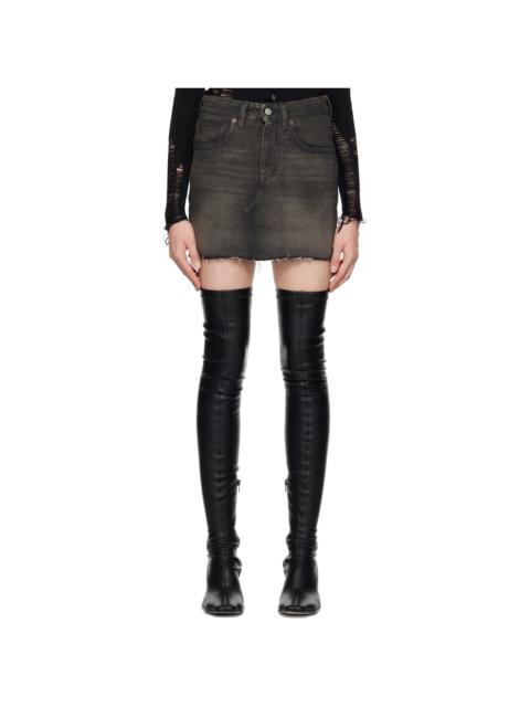 MM6 Maison Margiela Brown Faded Denim Miniskirt