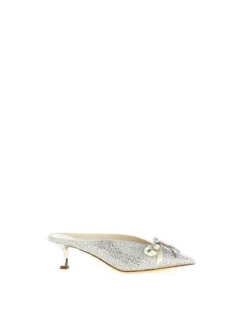 JIMMY CHOO JIMMY CHOO Auria Ivory Crystal 50mm Mules New (Women's size: