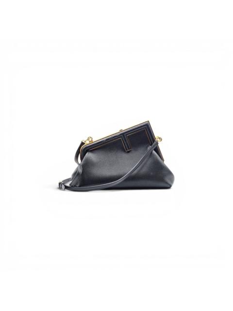 FENDI First Clutch Shoulder Bag Black Nappa Leather