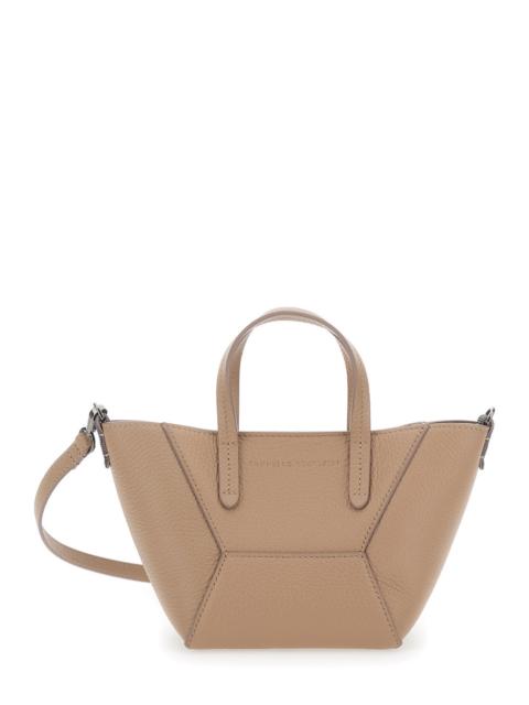 Brunello Cucinelli Brunello Cucinelli Women 'Duo' Beige Mini Bag With Adjustable Shoulder Bag And Monil Detail In Leath
