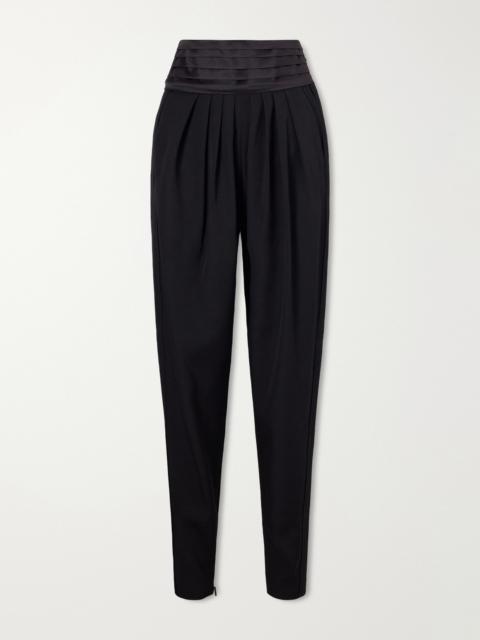 Lanvin Pleated Charmeuse And Draped Wool Tapered Pants