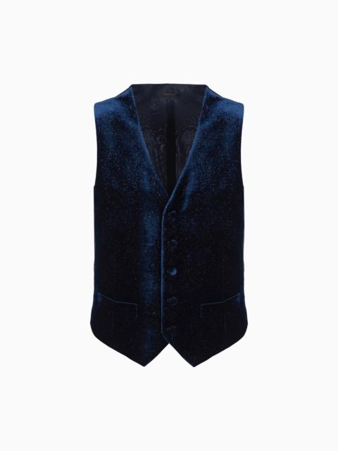 GIORGIO ARMANI Single-breasted velvet and Lurex waistcoat