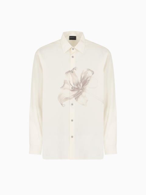 EMPORIO ARMANI ASV LYOCELL BLEND SHIRT WITH LILY PRINT