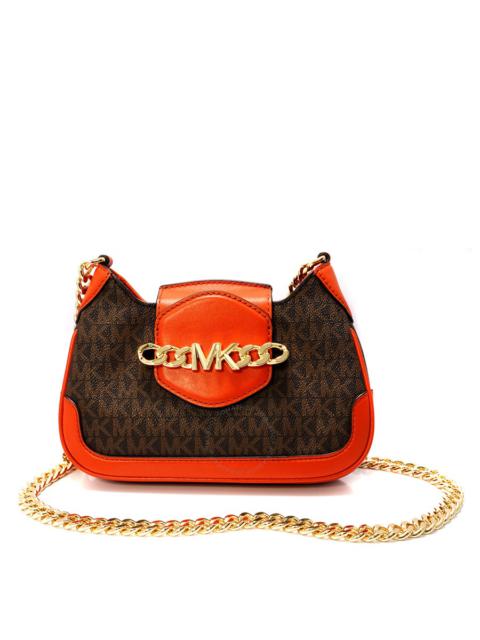 Other Designers Michael Kors Orange Ladies Hally Extra Small Presbyopia Leather Crossbody Bag