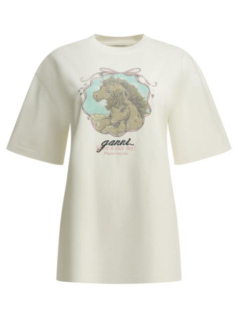 GANNI Ganni Qixi Crew-neck T-shirt White