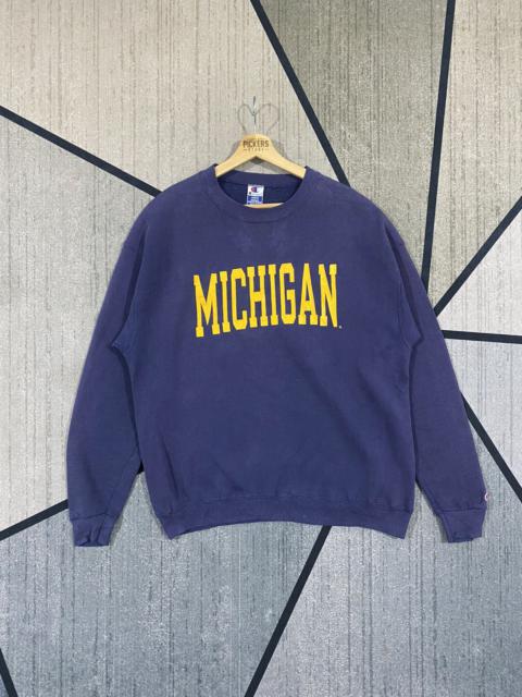 Vintage 90s Champion Michigan Spellout Pullover Navy Large