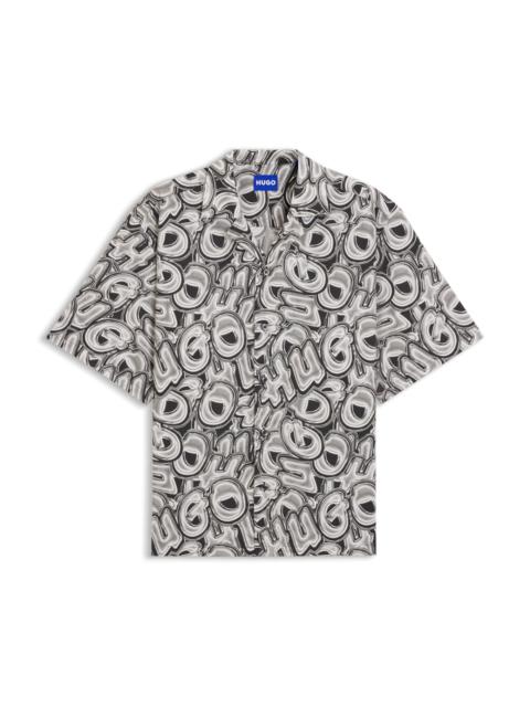 HUGO PRINTED RELAXED-FIT SHIRT IN COTTON POPLIN