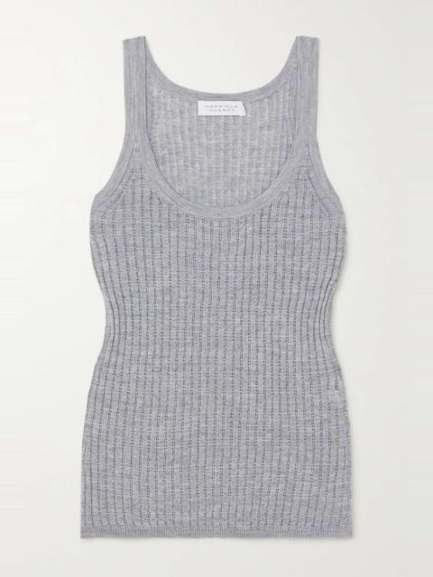 Nevin pointelle-knit cashmere and silk-blend tank Dark gray