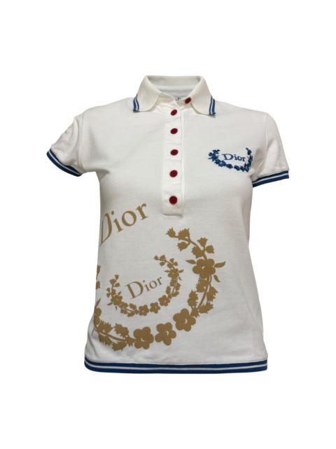 Dior CHRISTIAN DIOR Resort 2004 Floral Logo Golf Polo Shirt