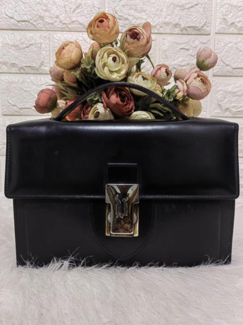 VERSACE VERSACE BLACK LEATHER ORGANIZER CLUTCH COMBI LOCK BAG ITALY