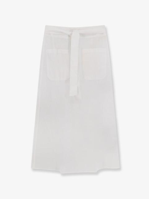 TOTEME Toteme Tie-Waist Cotton and Linen Skirt White