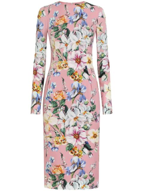 Dolce & Gabbana Women Floral Midi Dress In Silk Blend