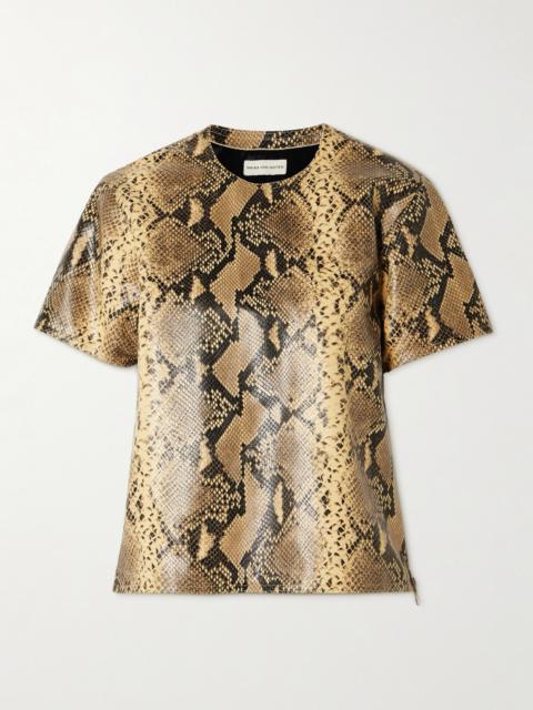 Dries Van Noten Snake-effect Leather Top