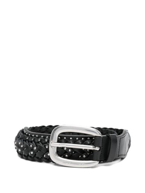 Golden Goose Golden Goose Women "Braided Houston" Washed Leather With Micro Studs Belt